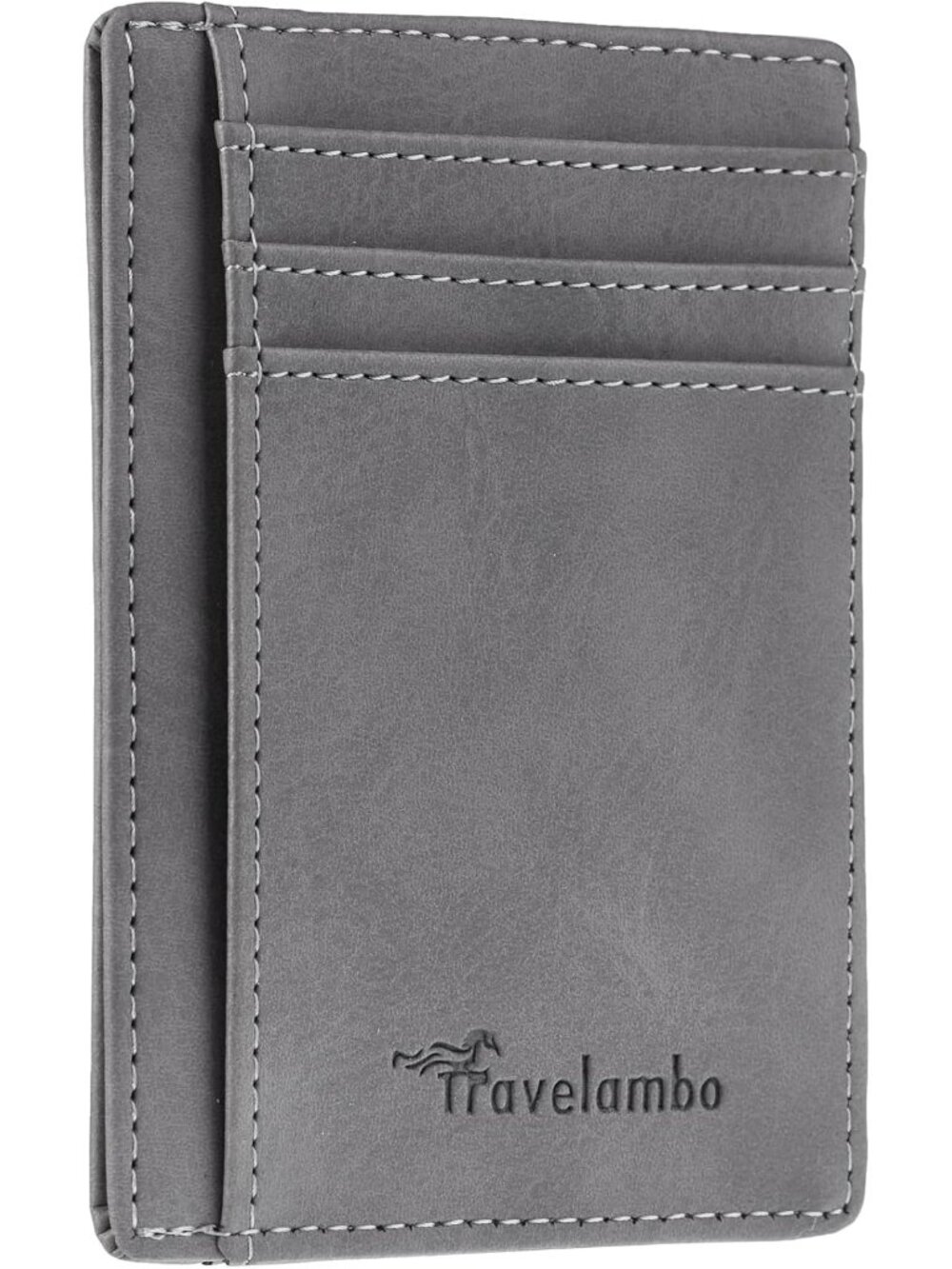 Men's Dark Grey Slim Wallet Front Pocket Minimalist Leather RFID Blocking